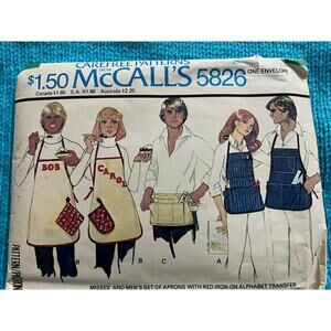 McCalls 5826 Pattern adult Apron work apron kitchen apron